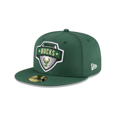 Green Milwaukee Bucks Hat - New Era NBA Tip Off Edition 59FIFTY Fitted Caps USA1963042